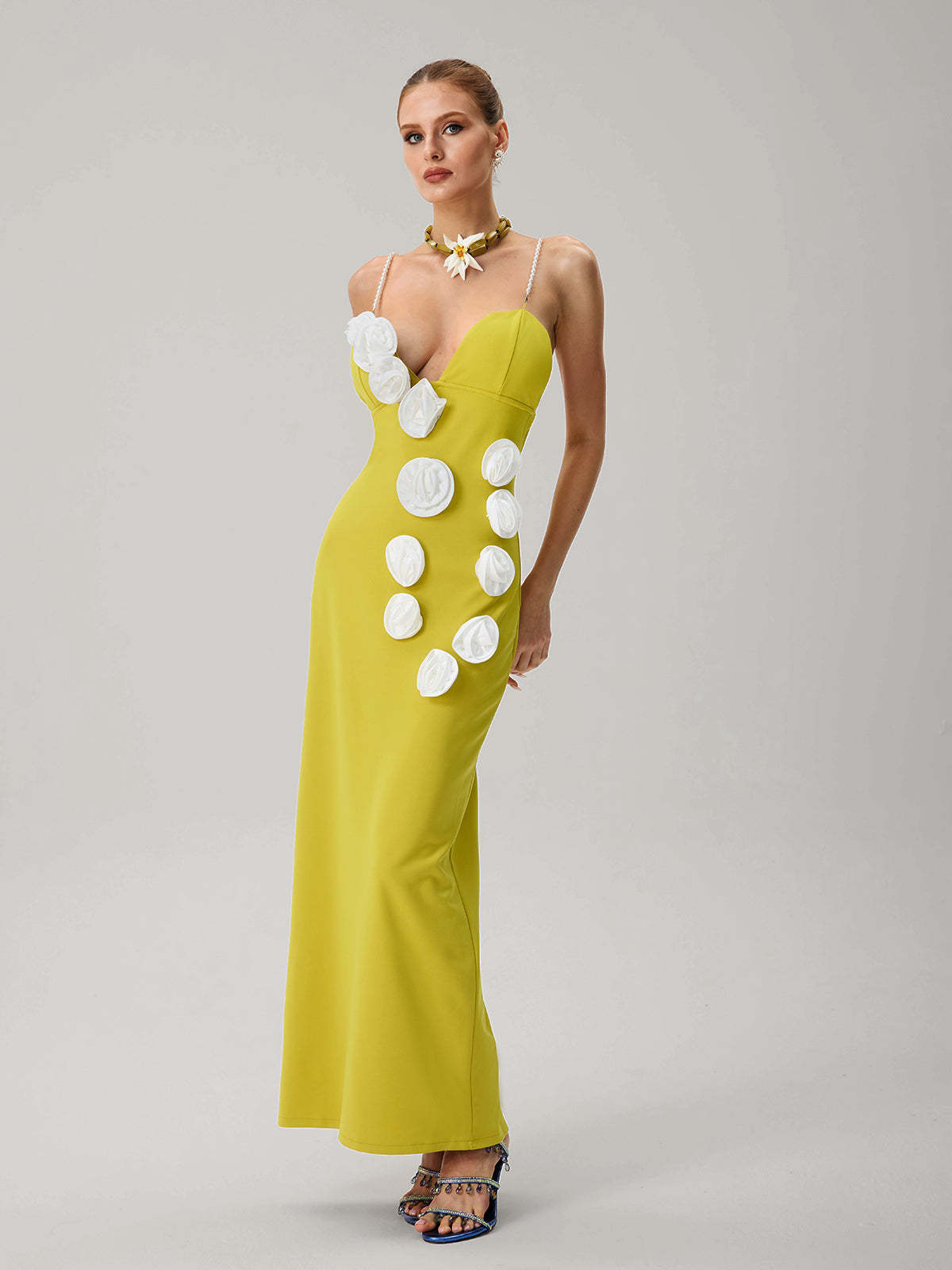 Junctiona Spaghetti Flower Maxi Dress