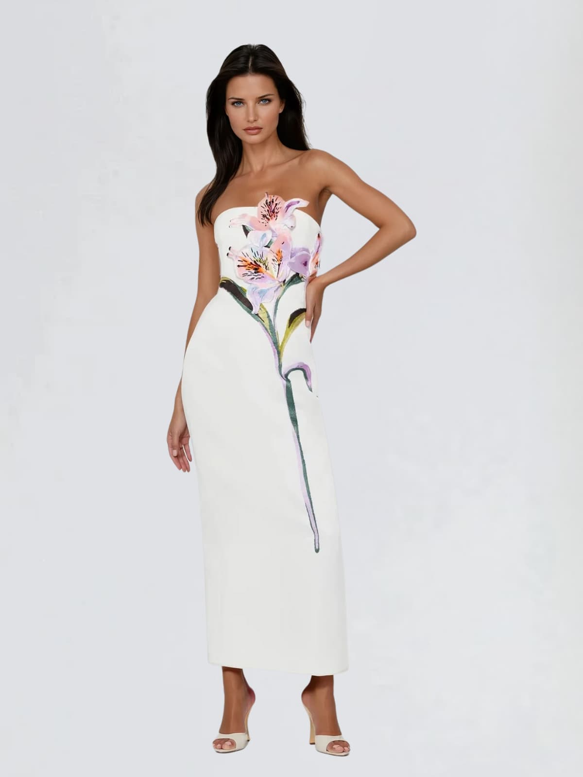 Jyvelle Strapless Flower Midi Dress