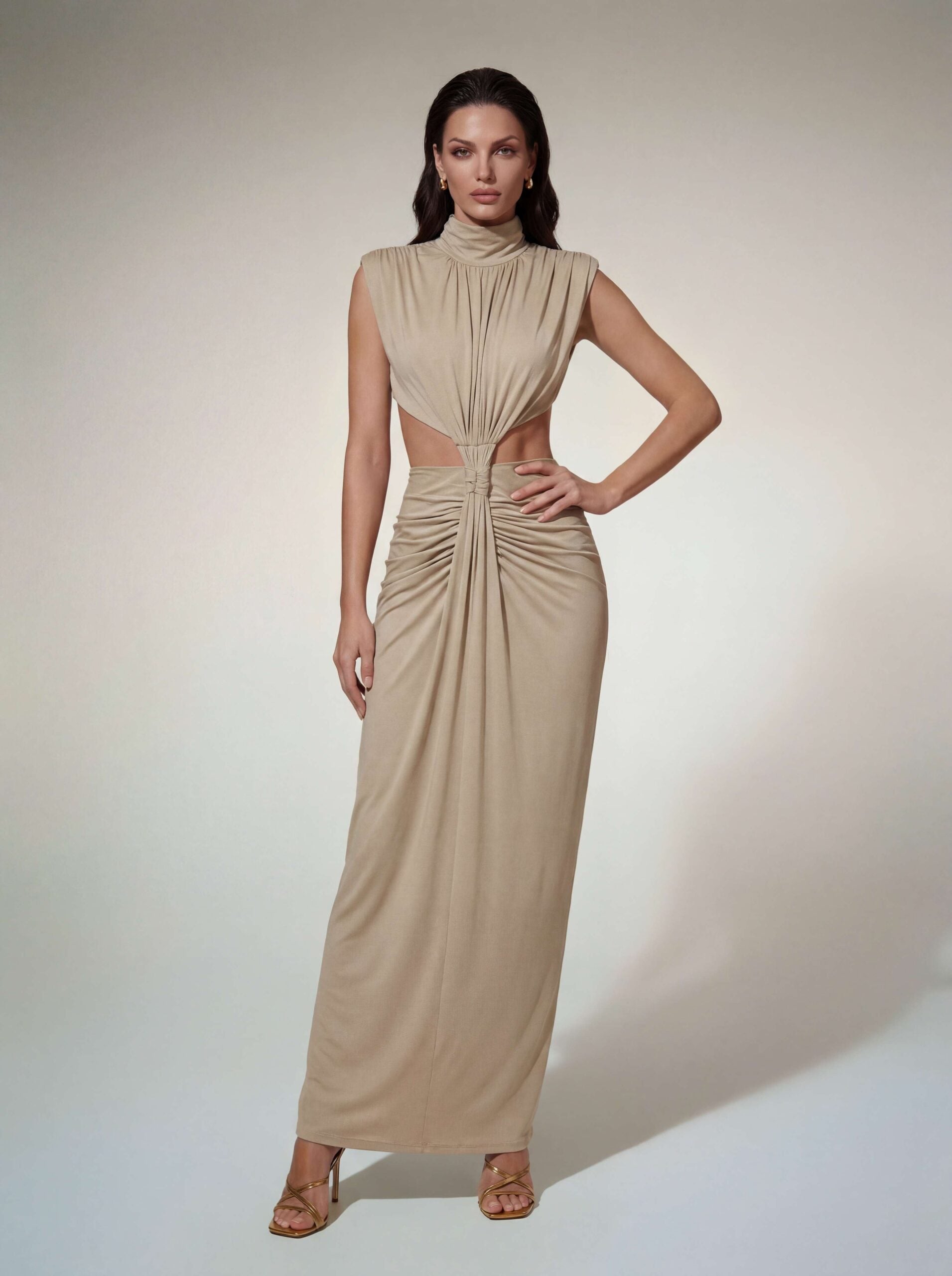 Kaliedra High Neck Cutout Maxi Dress
