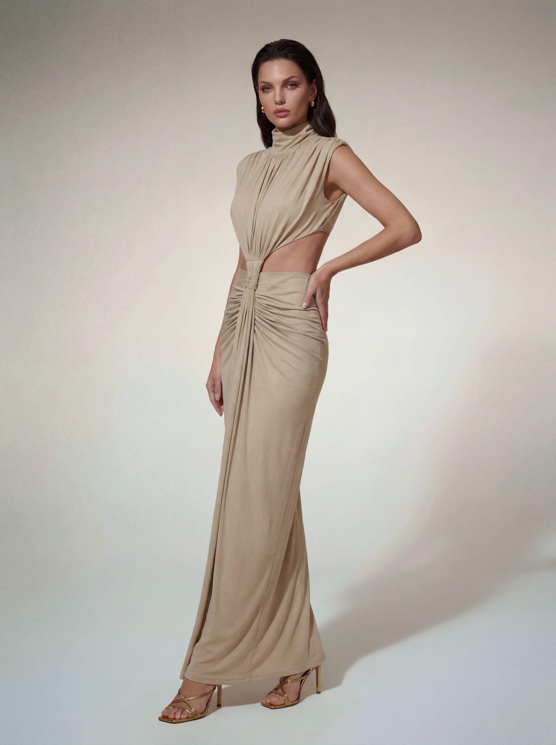 Kaliedra High Neck Cutout Maxi Dress