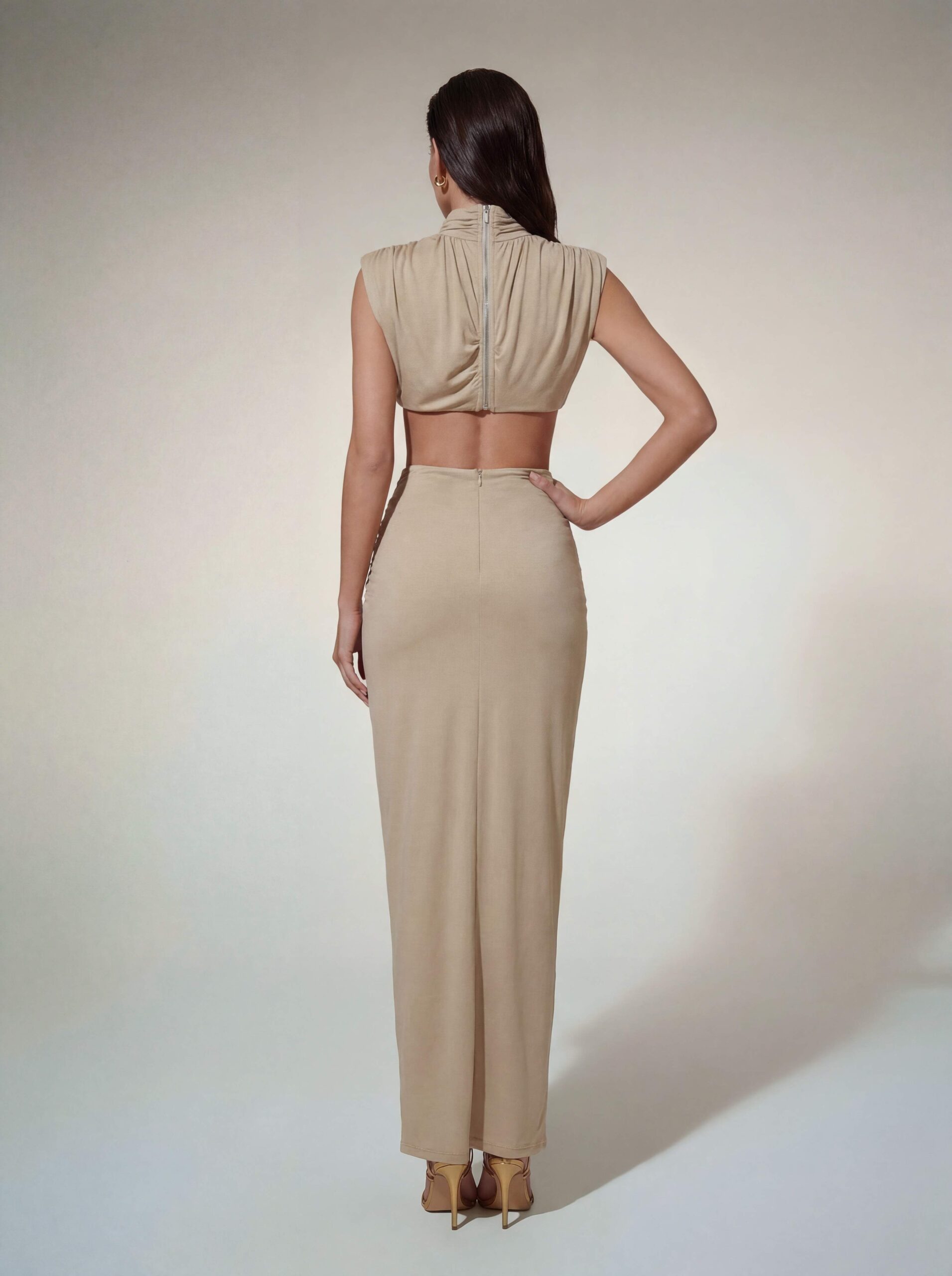 Kaliedra High Neck Cutout Maxi Dress