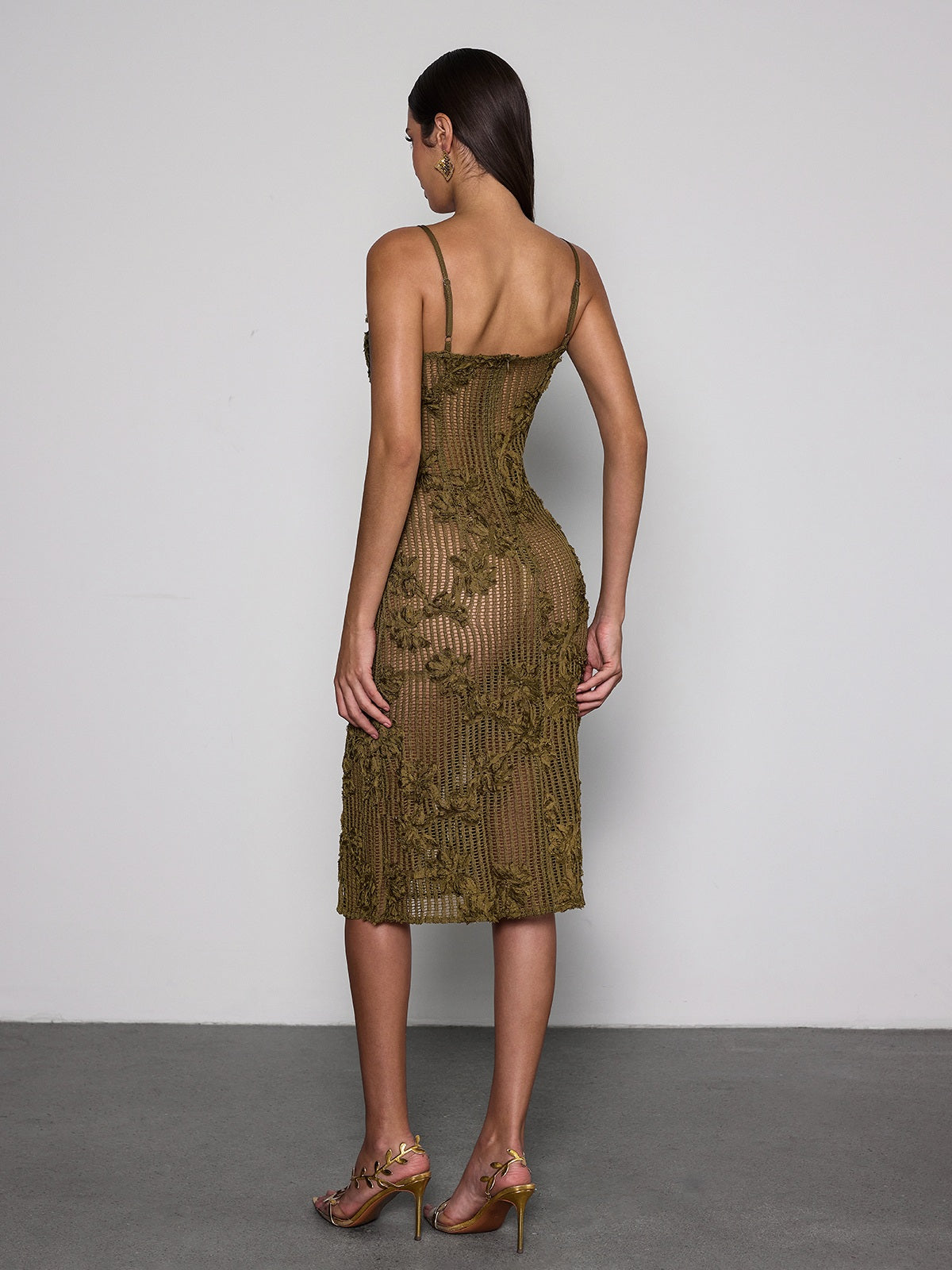 Kavira Spaghetti Flower Midi Dress