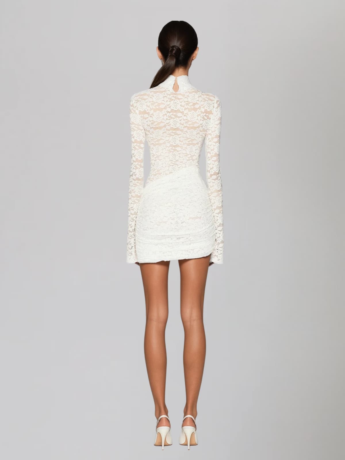 Kavixor High Neck Lace Mini Dress