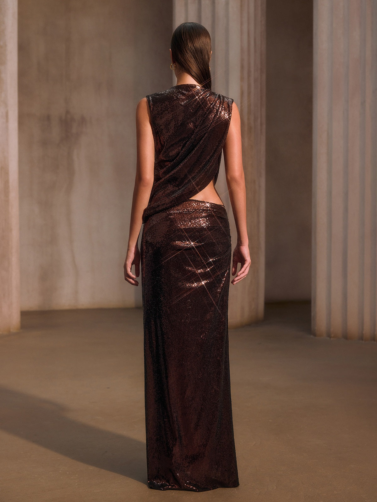 Keldysha Sleeveless Sequin Skirt Set
