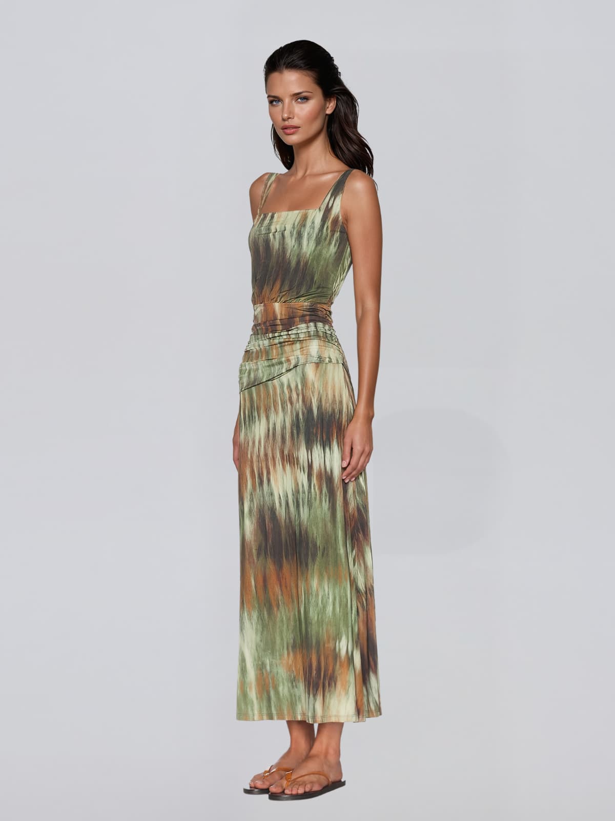 Kelvarion Printed Draped Maxi Dress