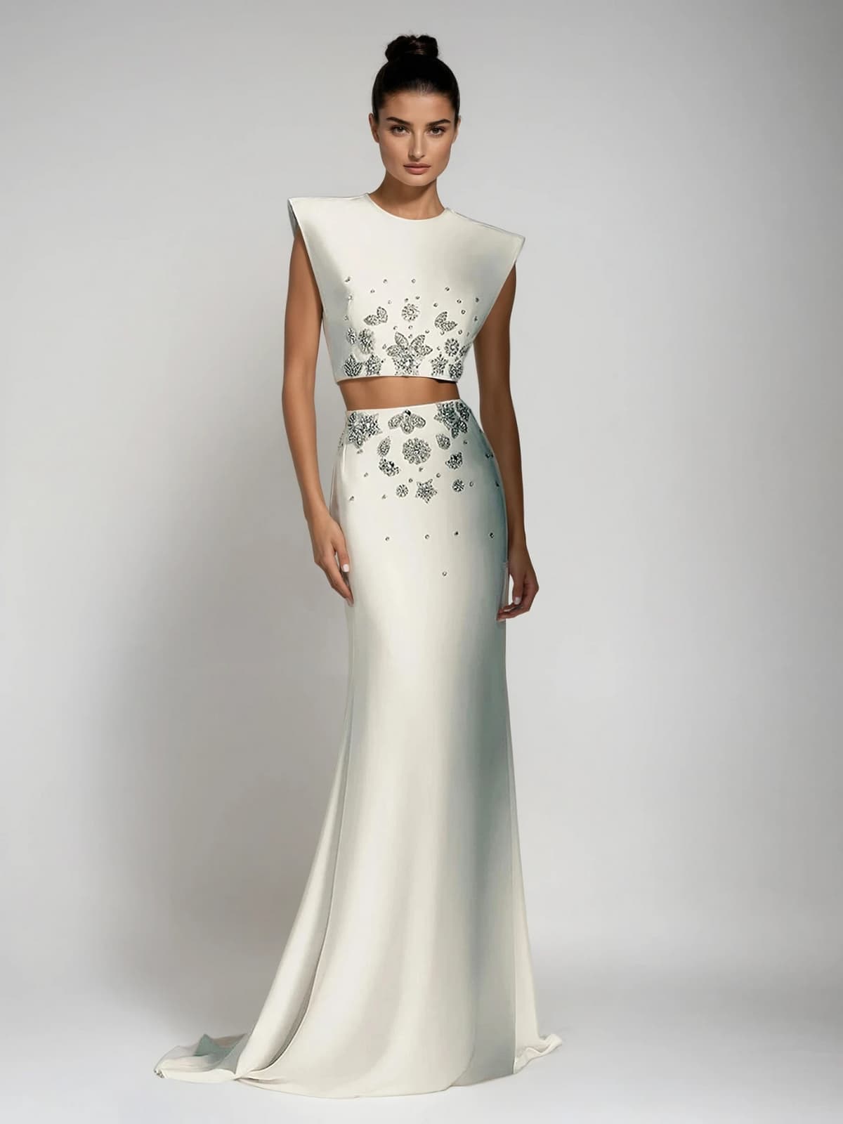 Kelvina Sleeveless Crystal Skirt Set
