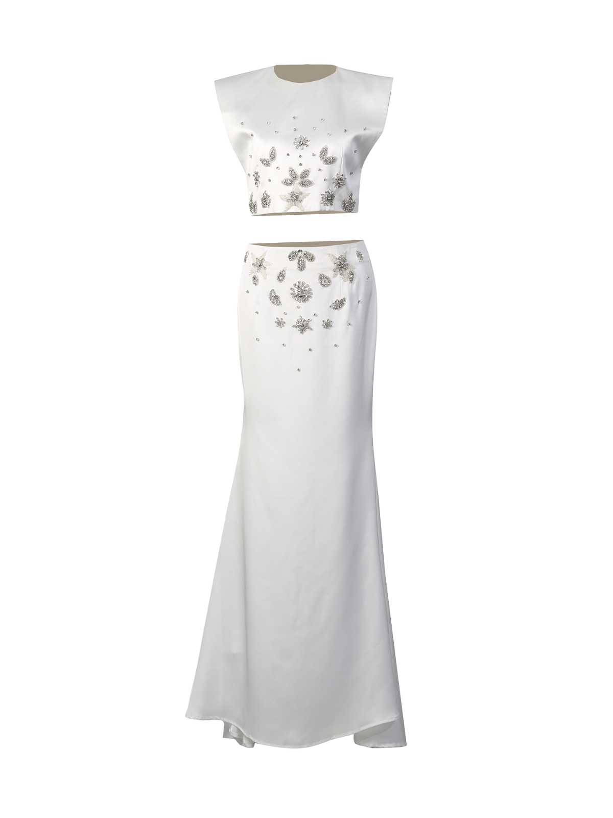 Kelvina Sleeveless Crystal Skirt Set