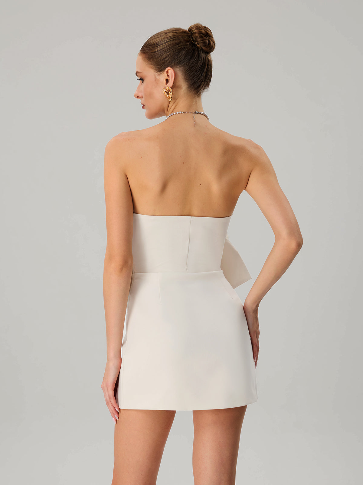 Krystallon Strapless Bow Mini Dress