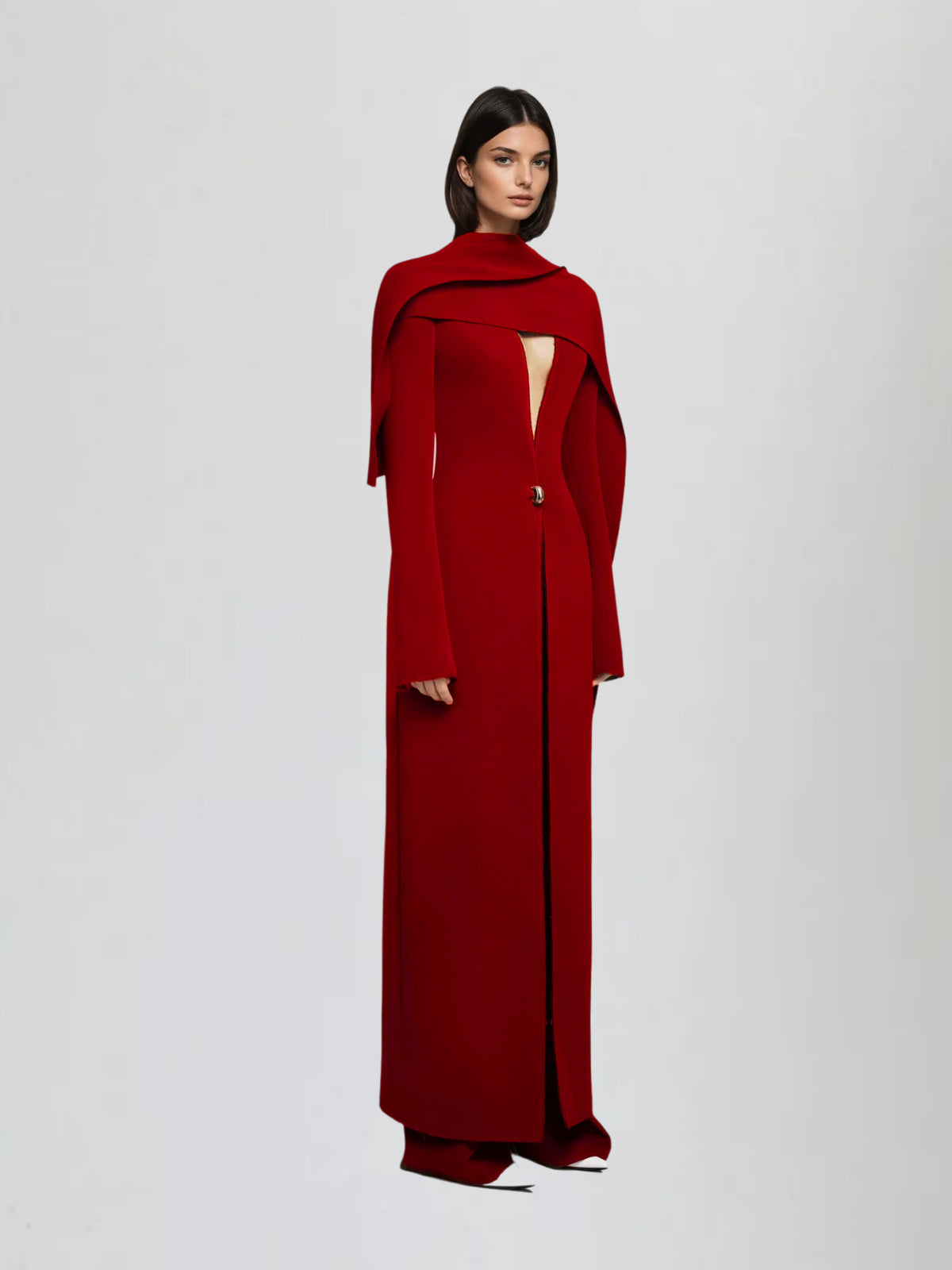 Kuiperon Cape Detail Coat In Red
