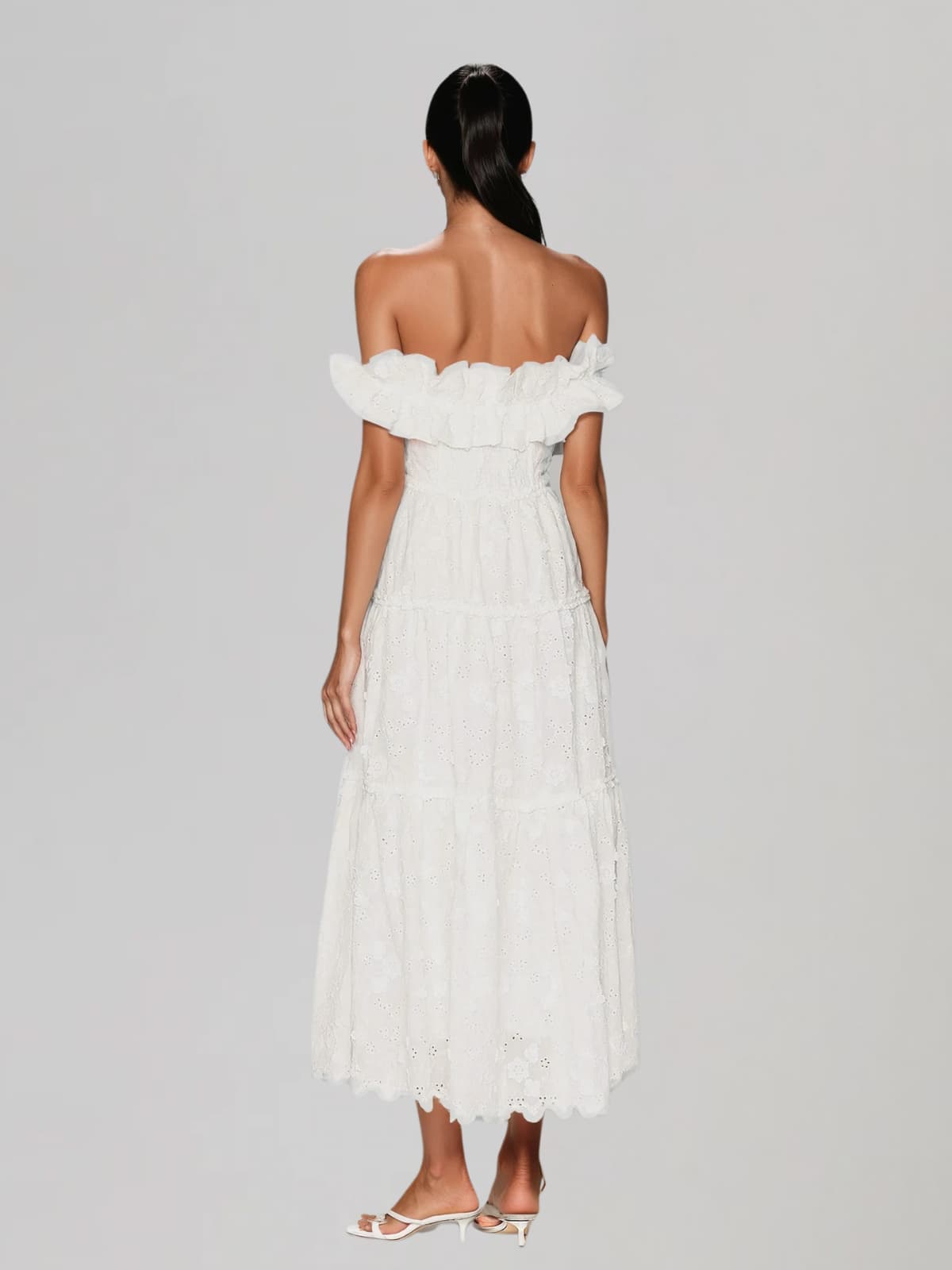 Lareth Off Shoulder Floral Split Midi Dress