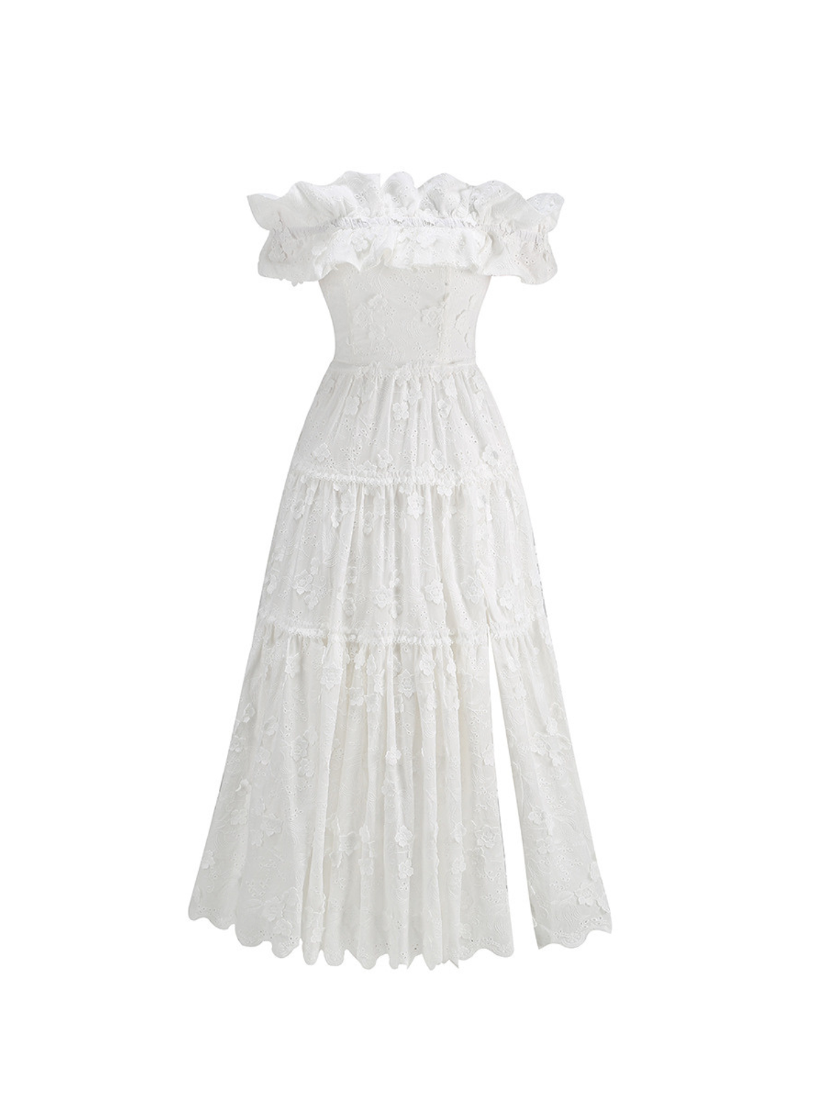 Lareth Off Shoulder Floral Split Midi Dress