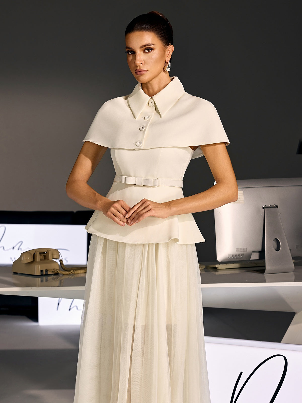 Larevix Cape Skirt Set With Belt