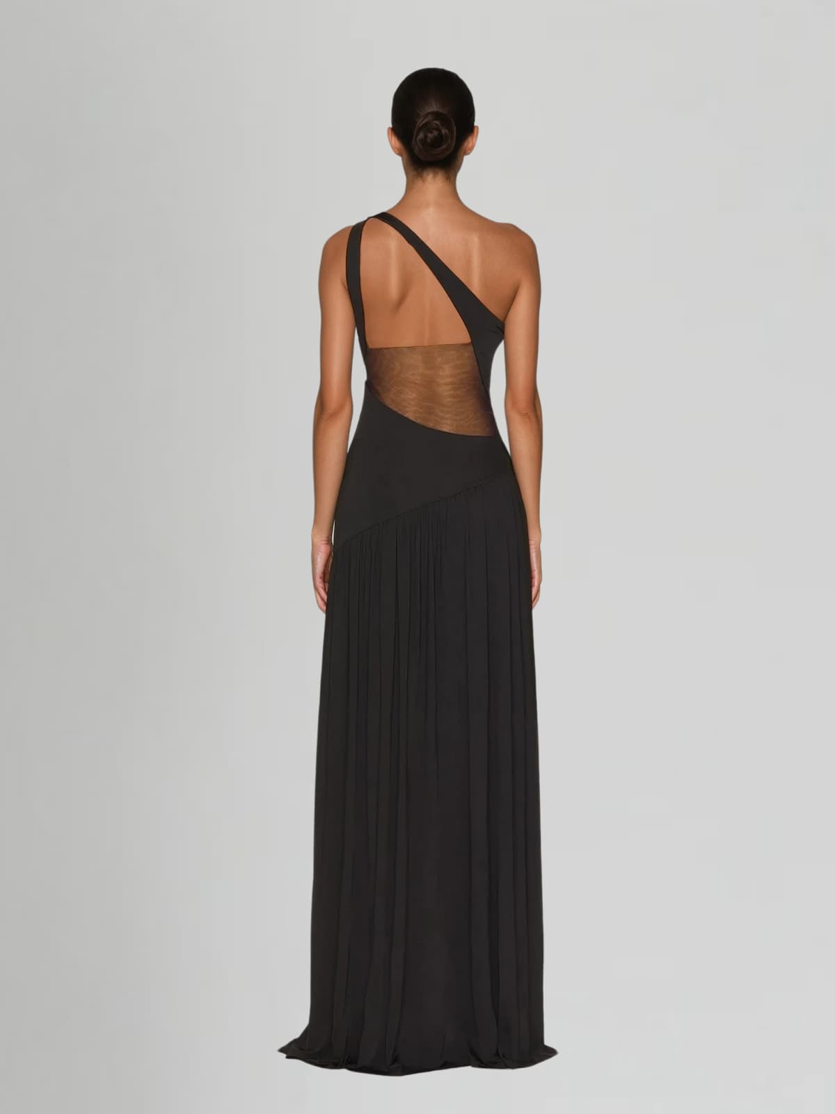 Lateefah One Shoulder Split Maxi Dress In Black