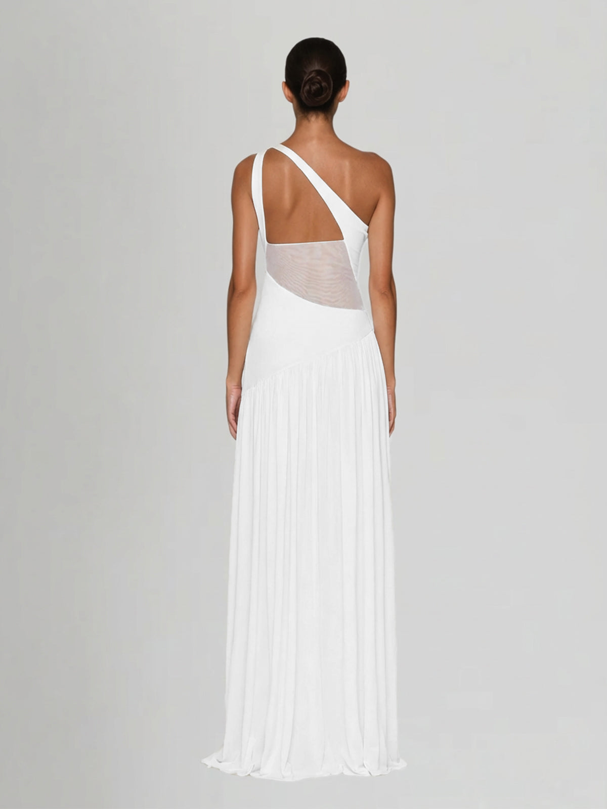 Lateefah One Shoulder Split Maxi Dress In White