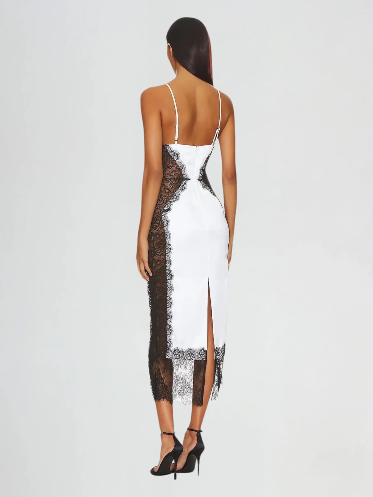 Latham Spaghetti Lace Midi Dress In White