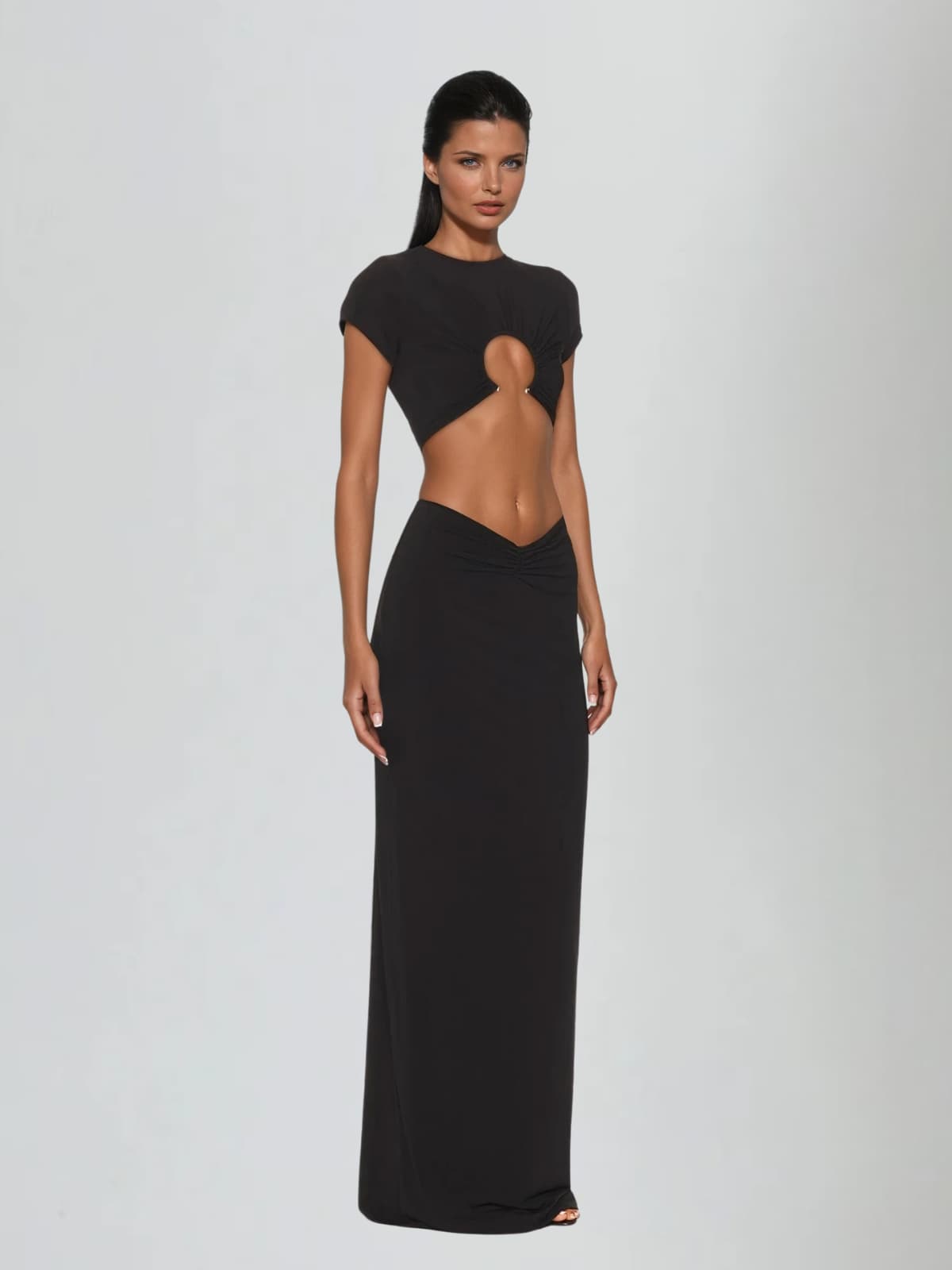 Lathrop Ruched Cutout Maxi Dress