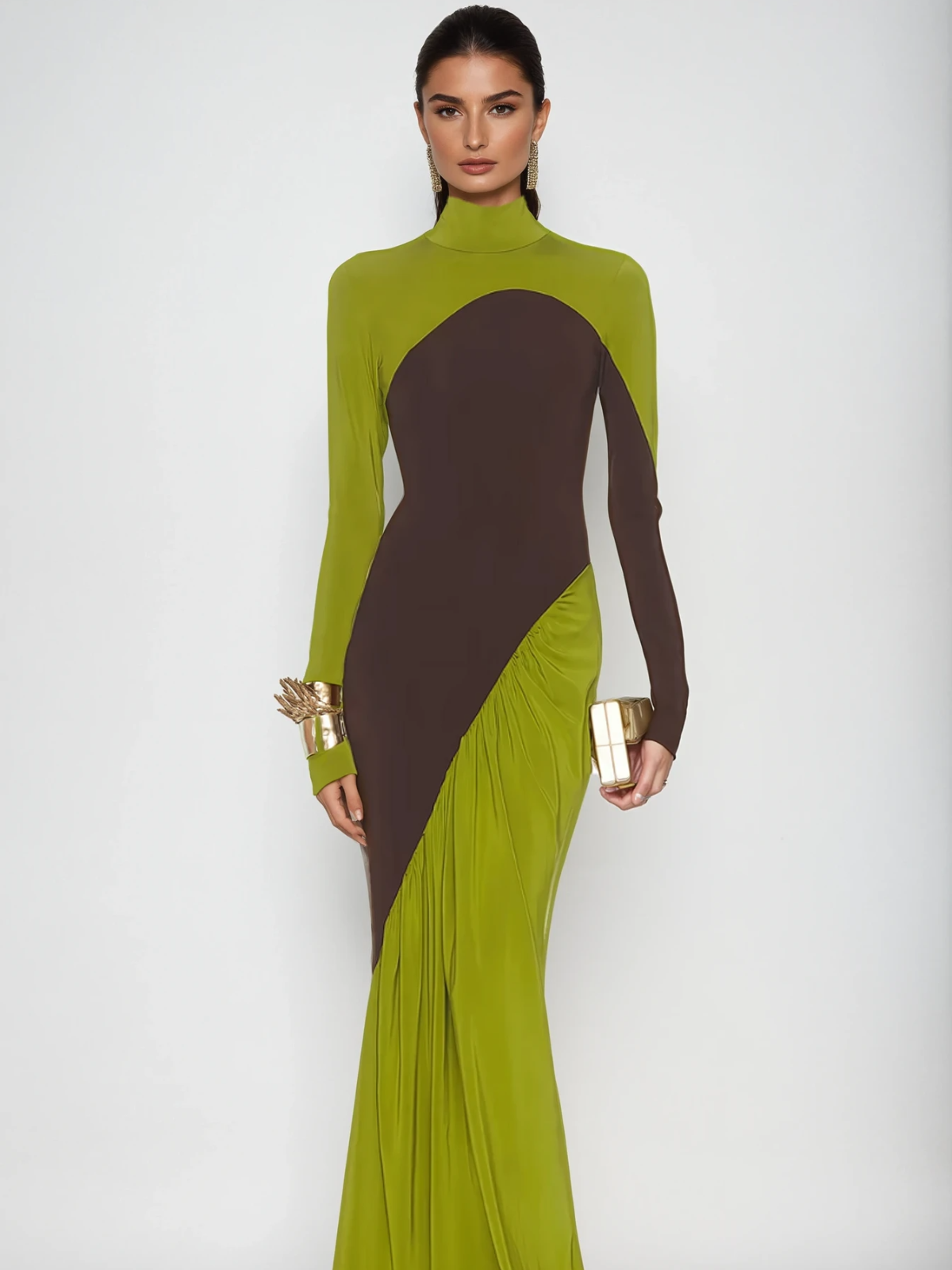 Laurice High Neck Maxi Dress In Green