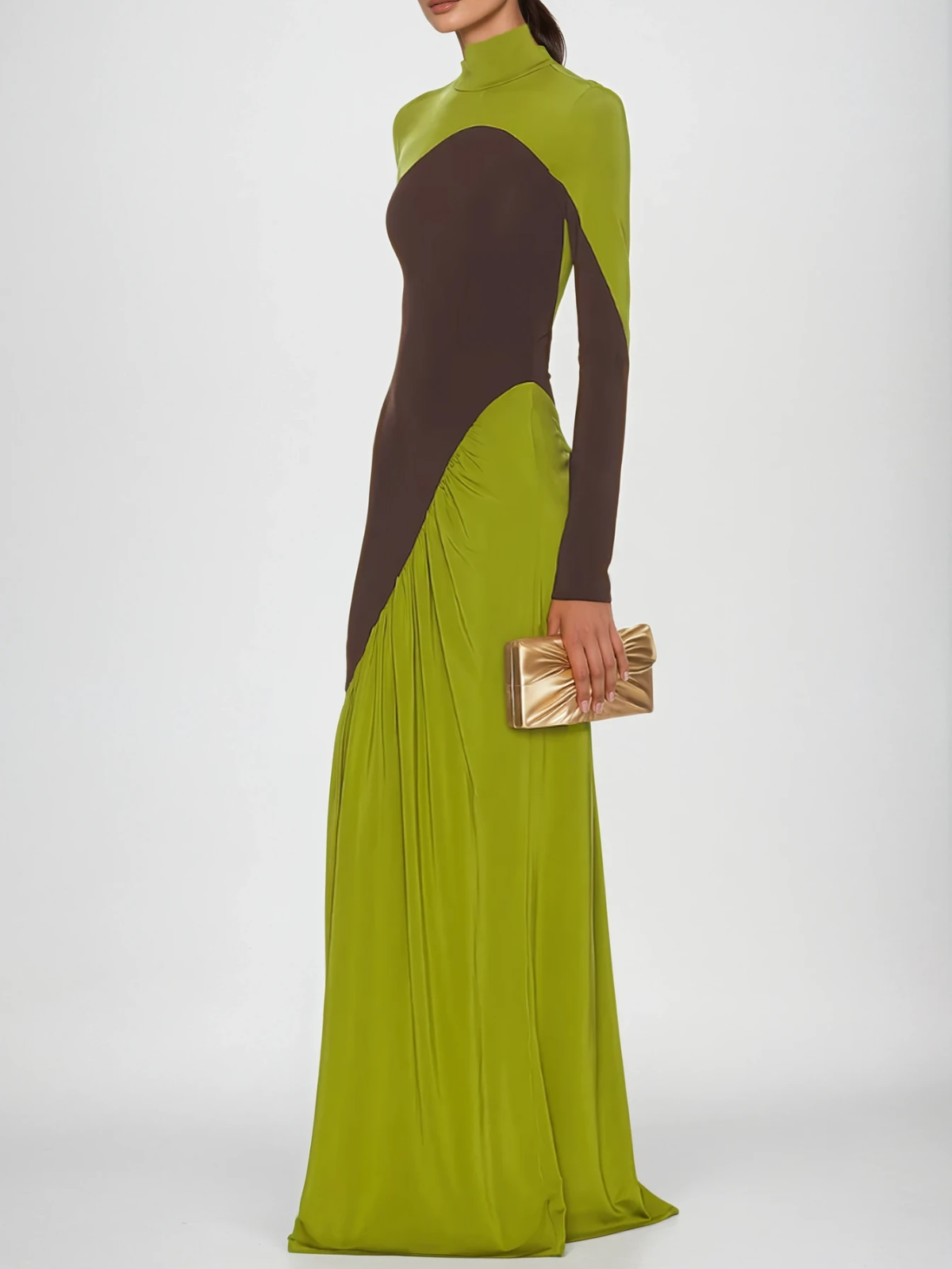 Laurice High Neck Maxi Dress In Green