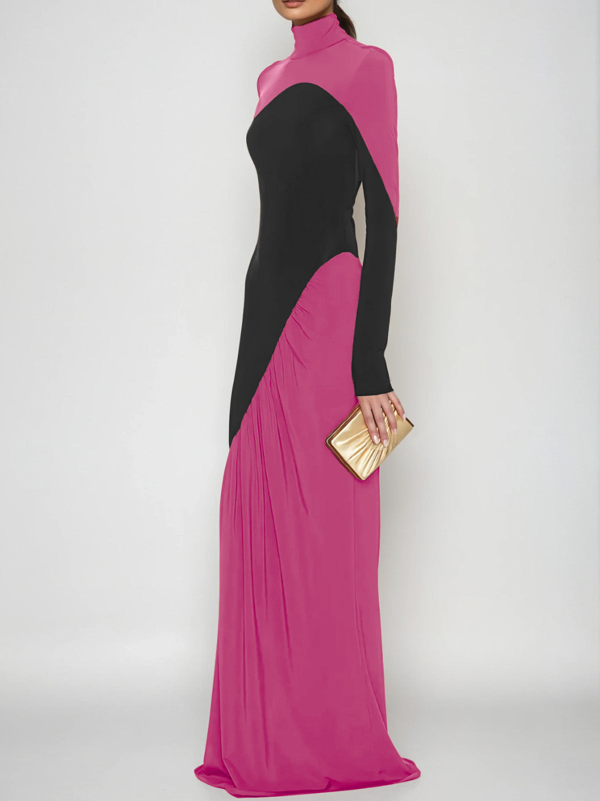 Laurice High Neck Maxi Dress In Hot Pink