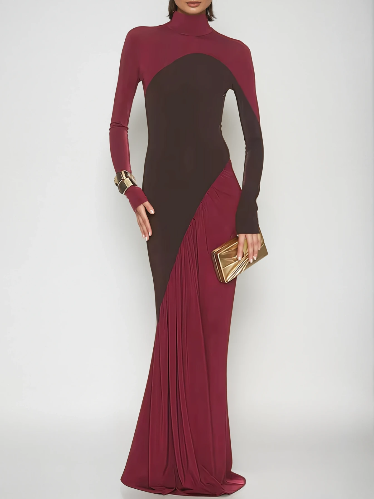 Laurice High Neck Maxi Dress In Wine
