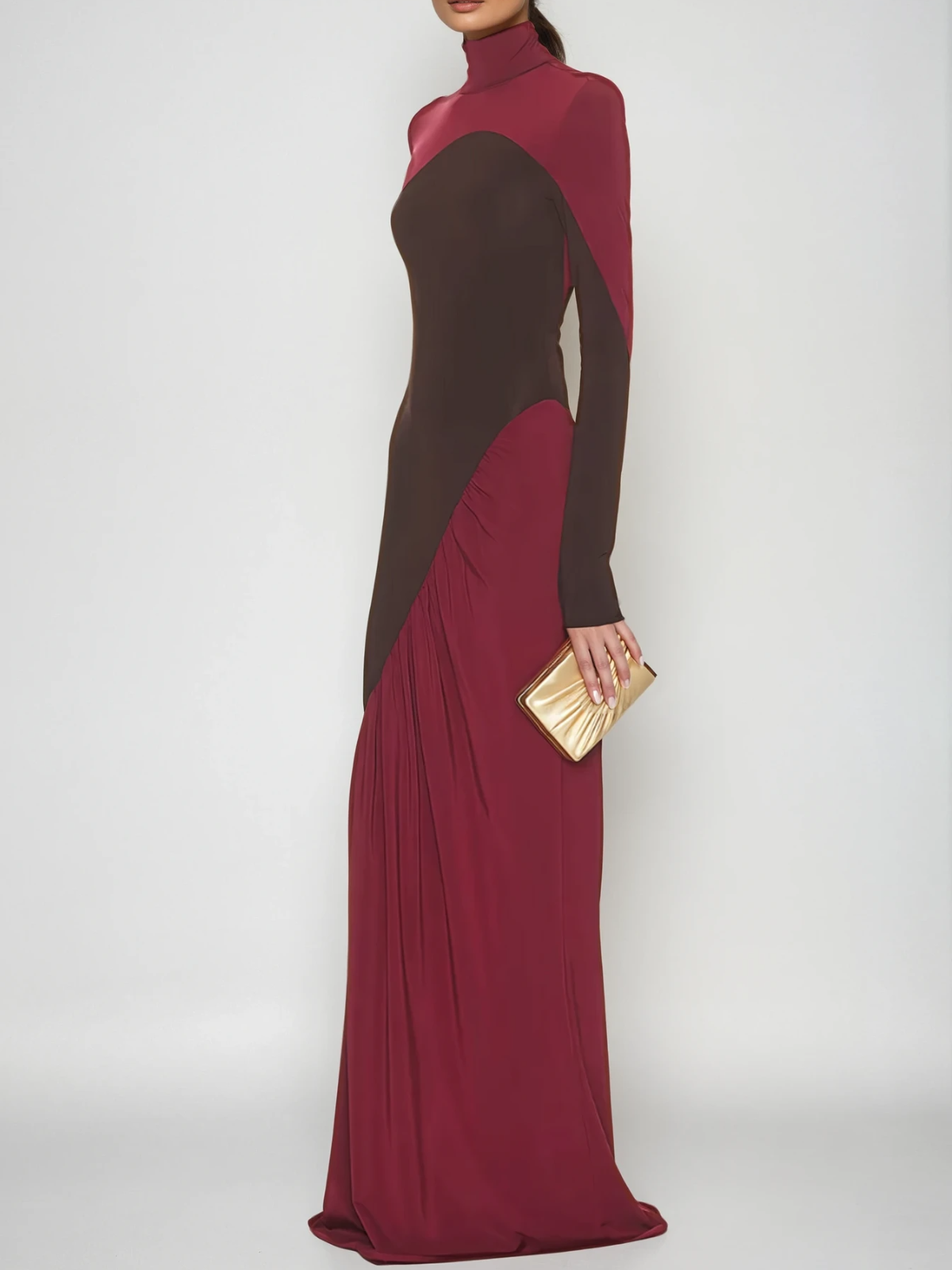 Laurice High Neck Maxi Dress In Wine