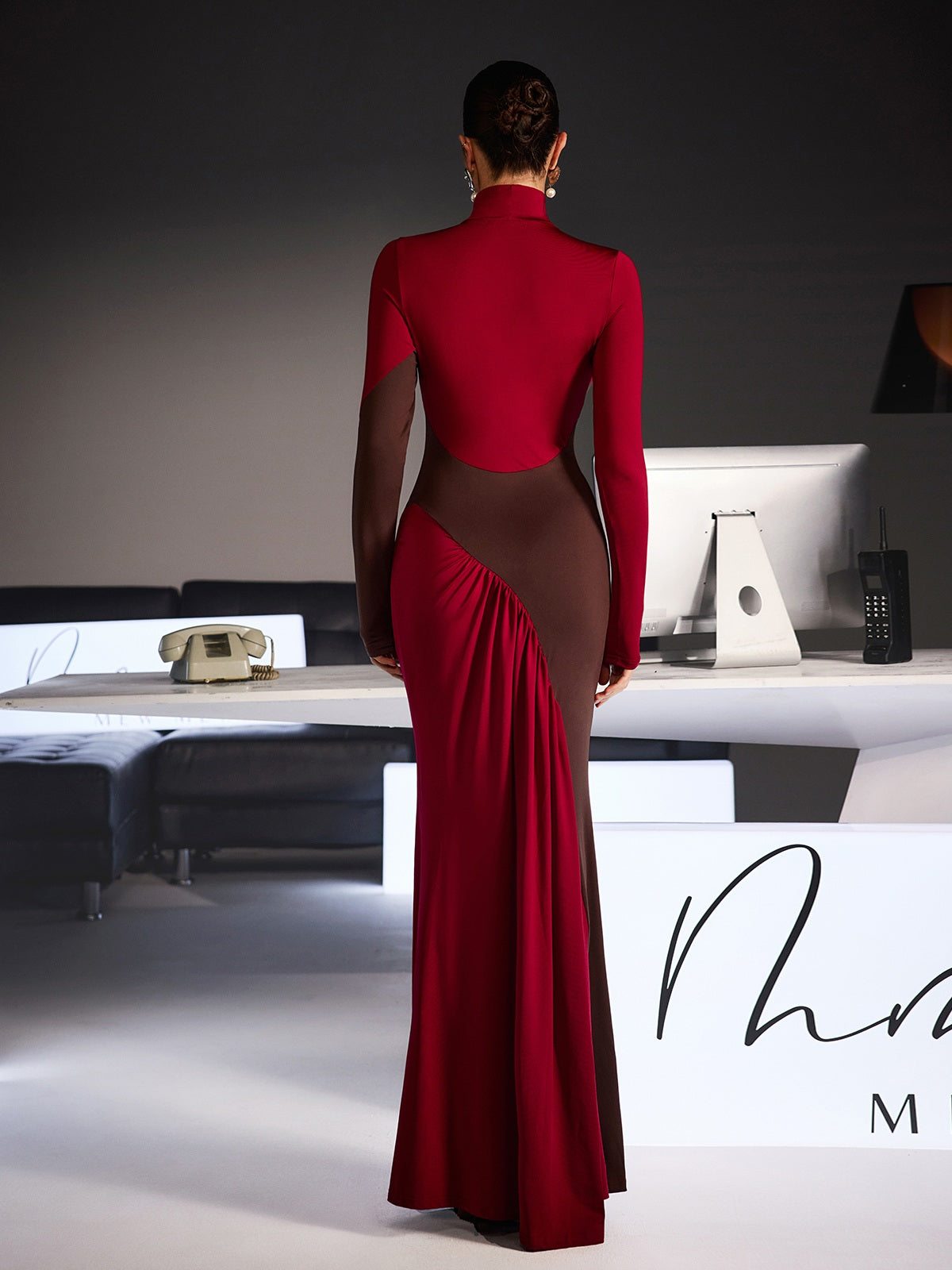 Laurice High Neck Maxi Dress In Wine