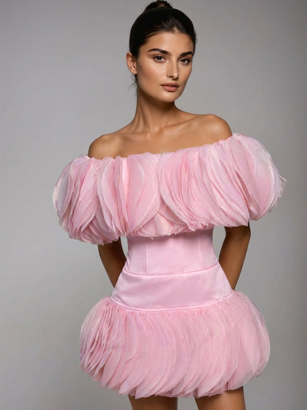 Lazeth Off Shoulder Tulle Mini Dress