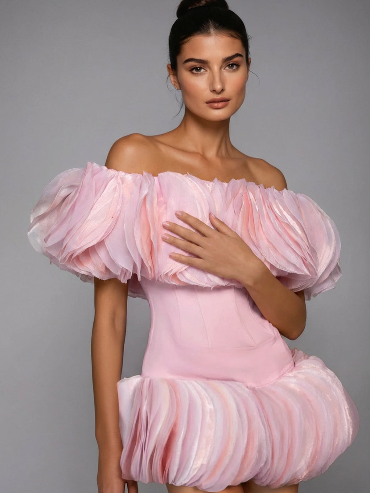 Lazeth Off Shoulder Tulle Mini Dress