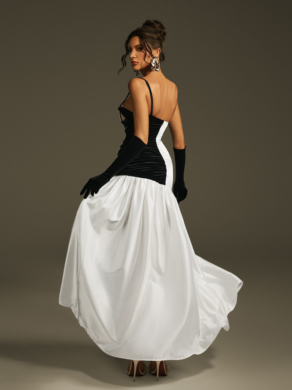 Lebana One Shoulder Satin Maxi Dress With Gloves