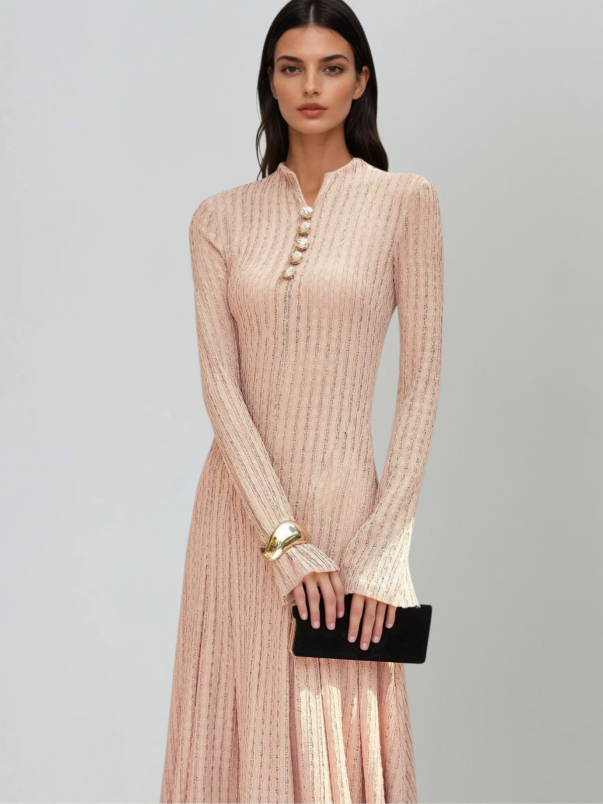 Lindblad Bell Sleeve Flared Hem Maxi Dress