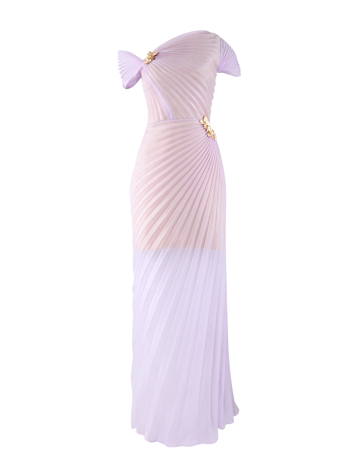 Lineara Pleated Asymmetric Maxi Dress