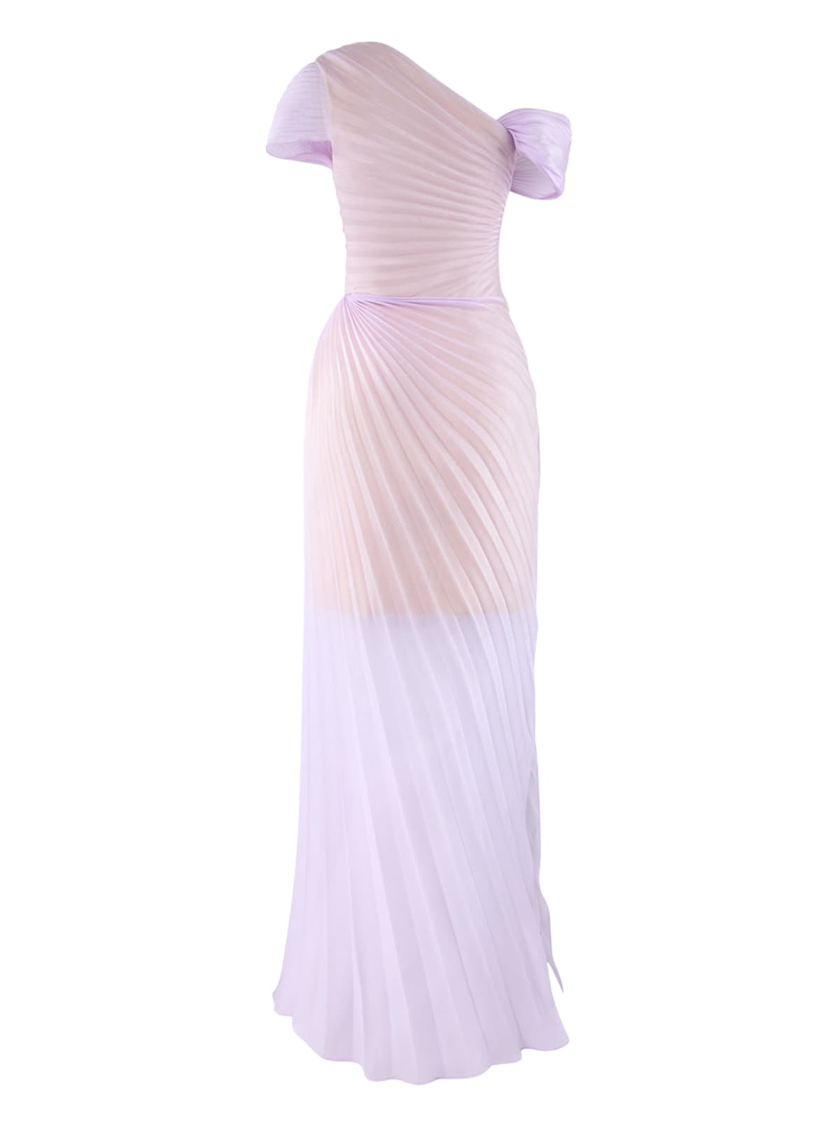 Lineara Pleated Asymmetric Maxi Dress
