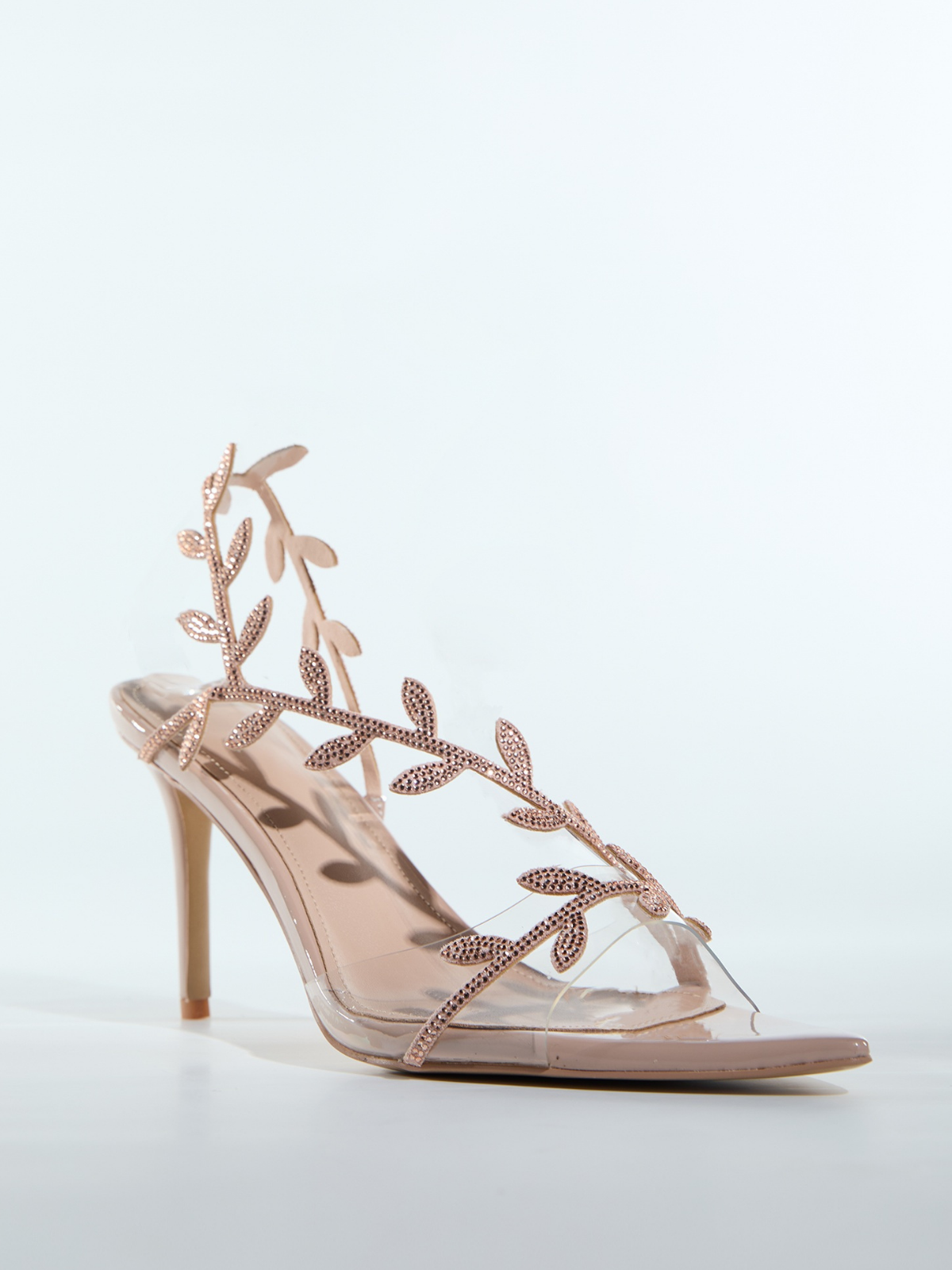 Lorana Leaf Rhinestone Sandals In Apricot