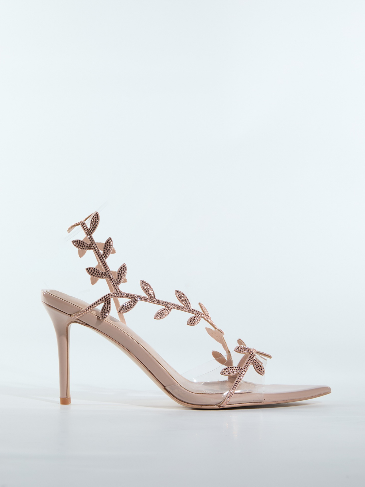 Lorana Leaf Rhinestone Sandals In Apricot