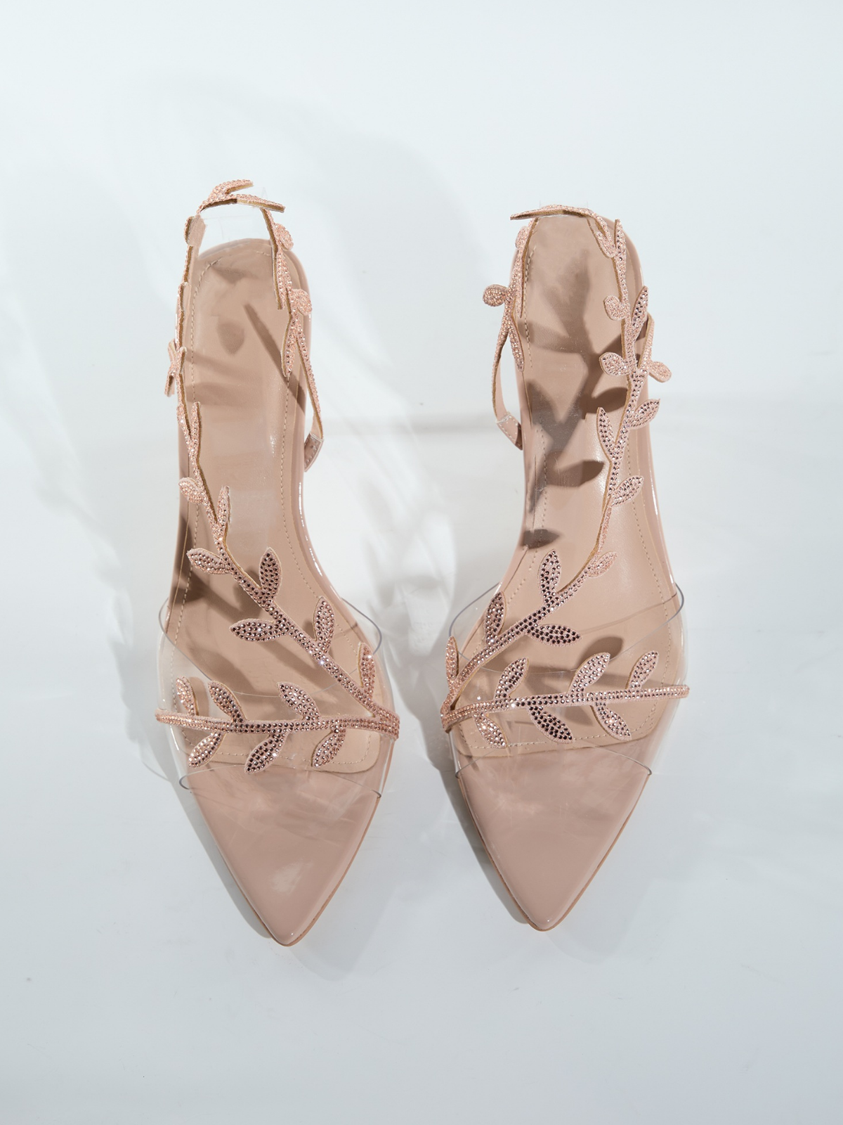 Lorana Leaf Rhinestone Sandals In Apricot