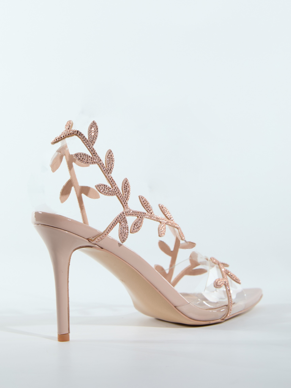 Lorana Leaf Rhinestone Sandals In Apricot
