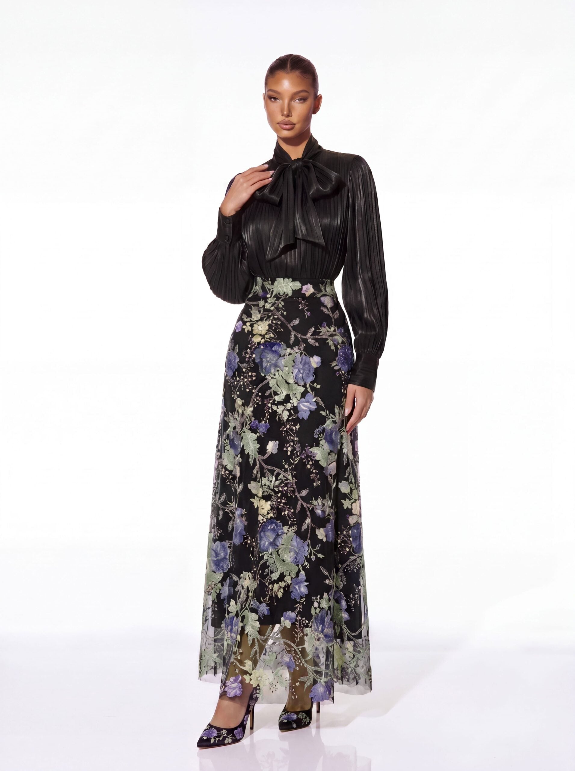 Lorvannis Flower Sequin Skirt Set