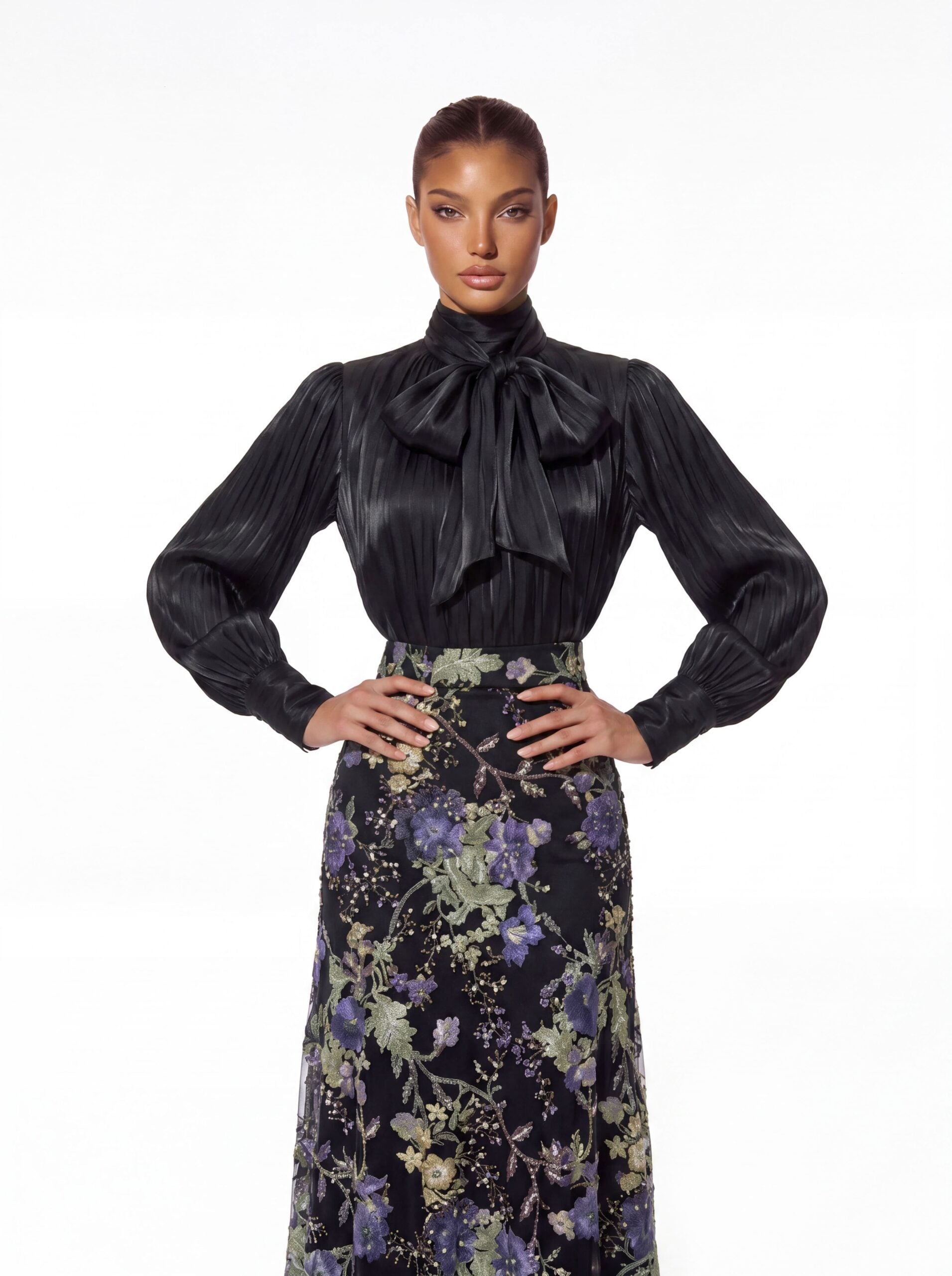 Lorvannis Flower Sequin Skirt Set