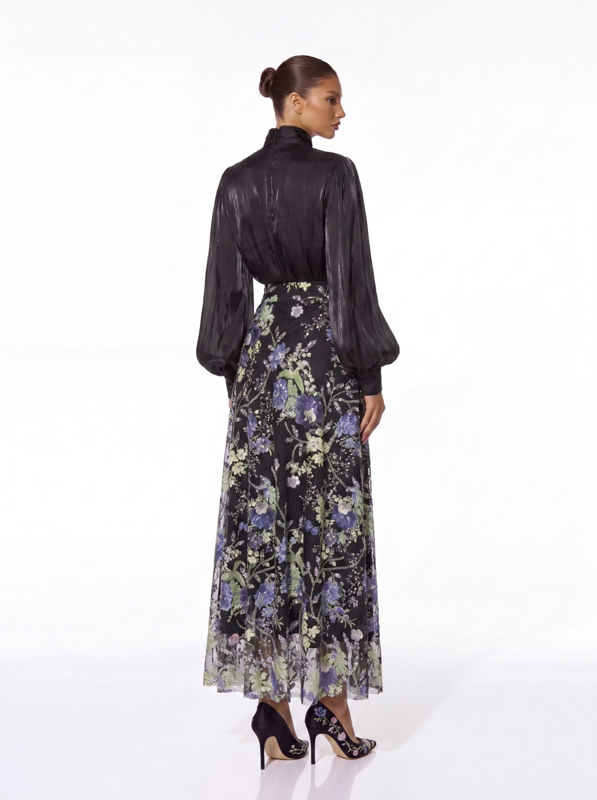 Lorvannis Flower Sequin Skirt Set