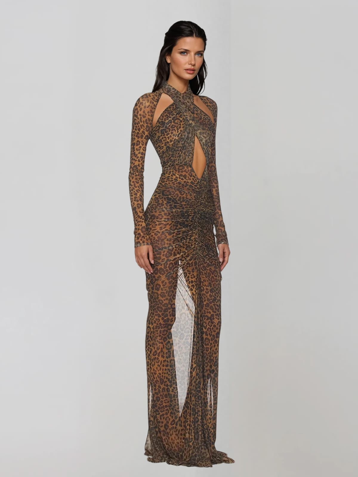Loryvex Leopard Cutout Maxi Dress