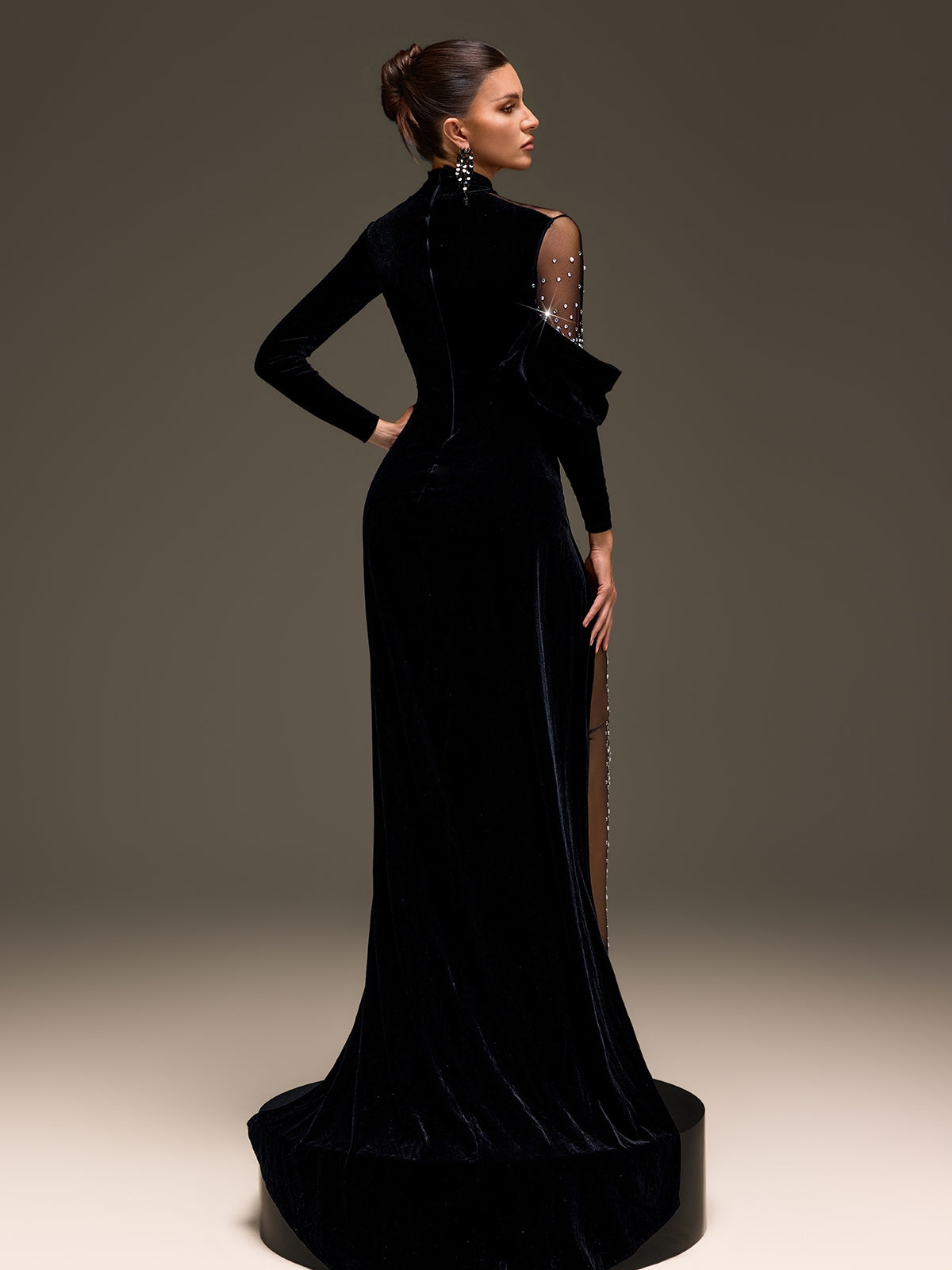Lumetron Pearl Rhinestone Velvet Jumpsuit