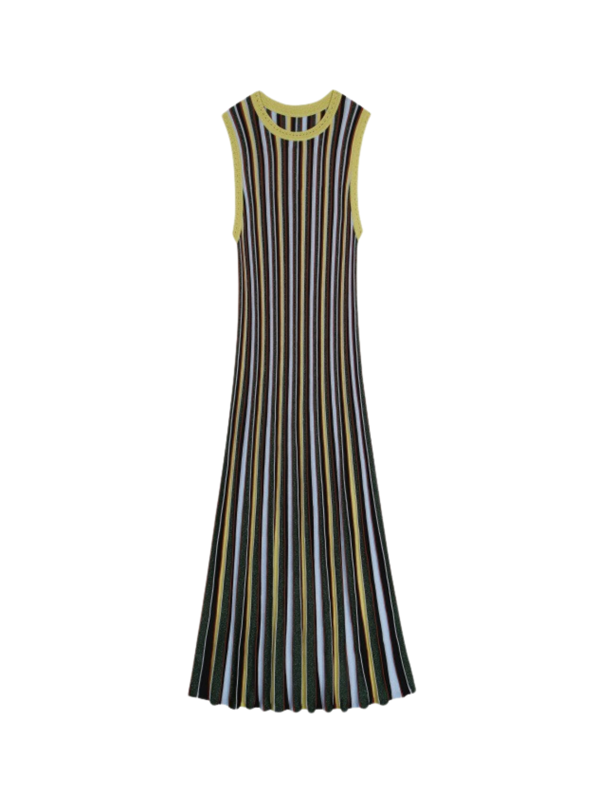 Malyxa Sleeveless Stripe Knit Midi Dress In Black
