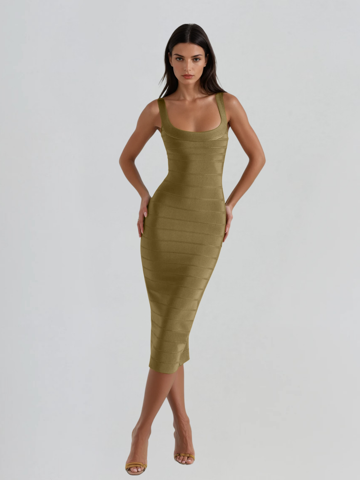 Marengo Bandage Midi Dress In Olive