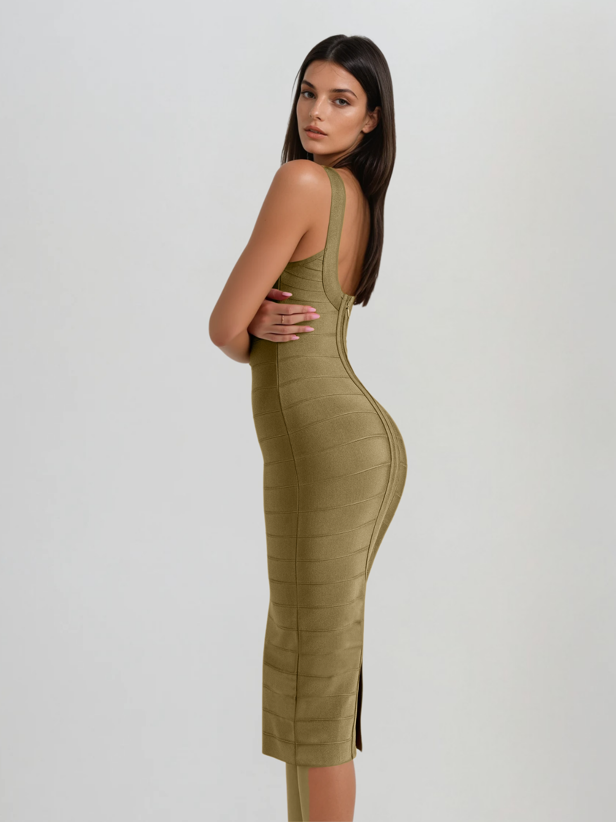 Marengo Bandage Midi Dress In Olive
