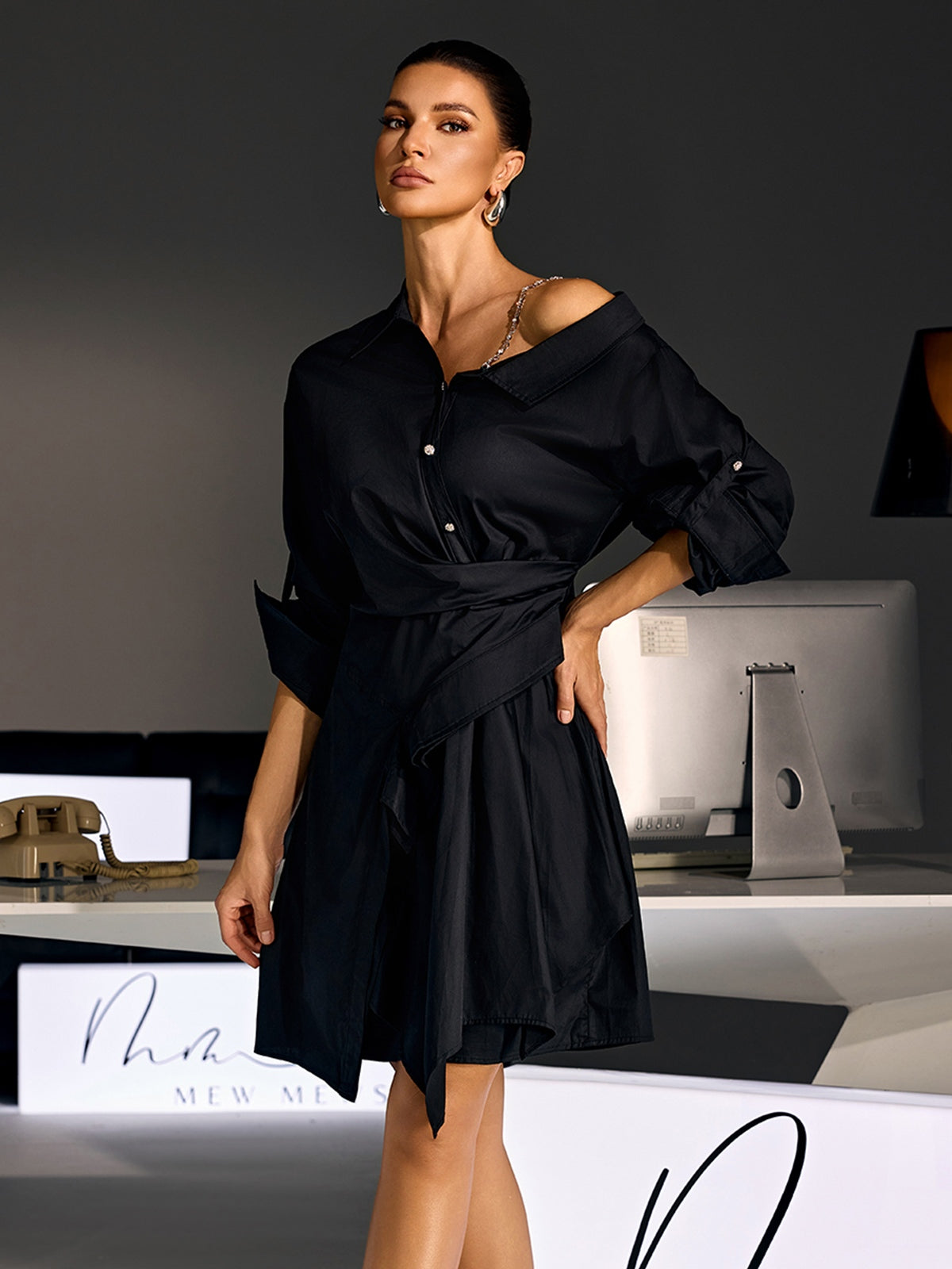 Marevix Asymmetric Shirt Mini Dress