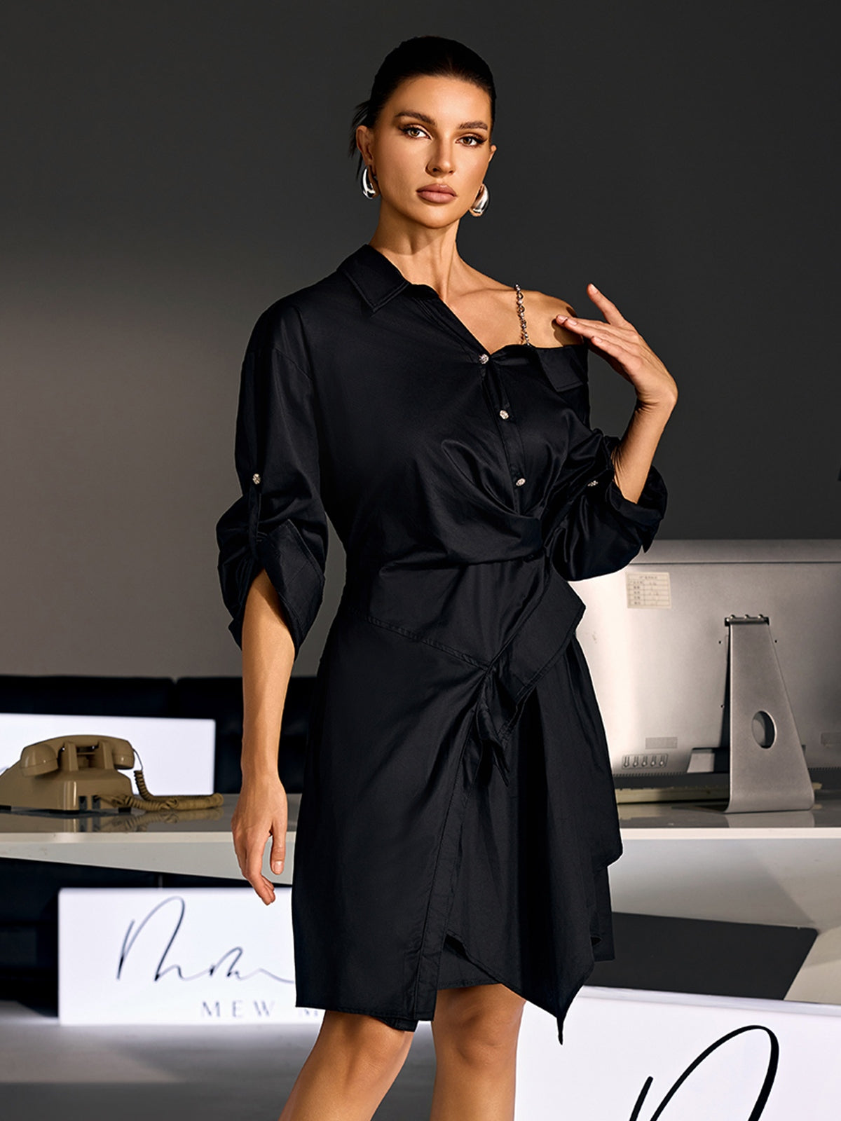 Marevix Asymmetric Shirt Mini Dress