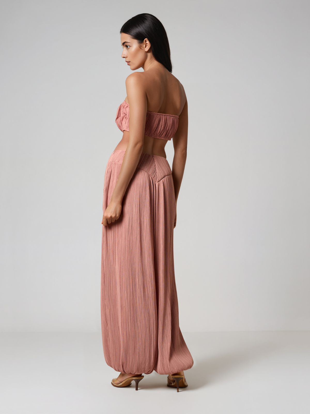 Mexila Strapless Pleated Pants Set