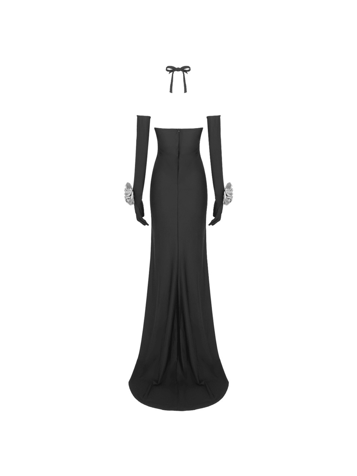 Milo Halterneck Flower Split Dress With Gloves
