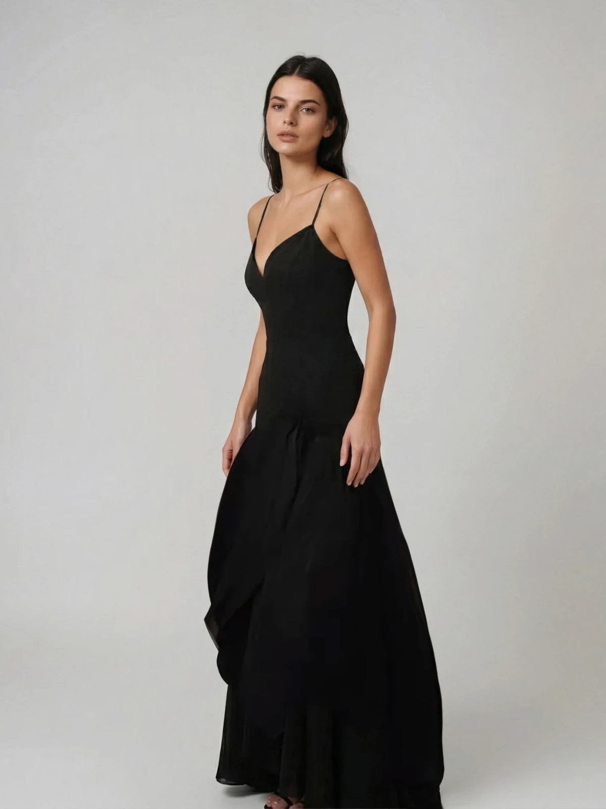 Mordai Spaghetti Petal Maxi Dress