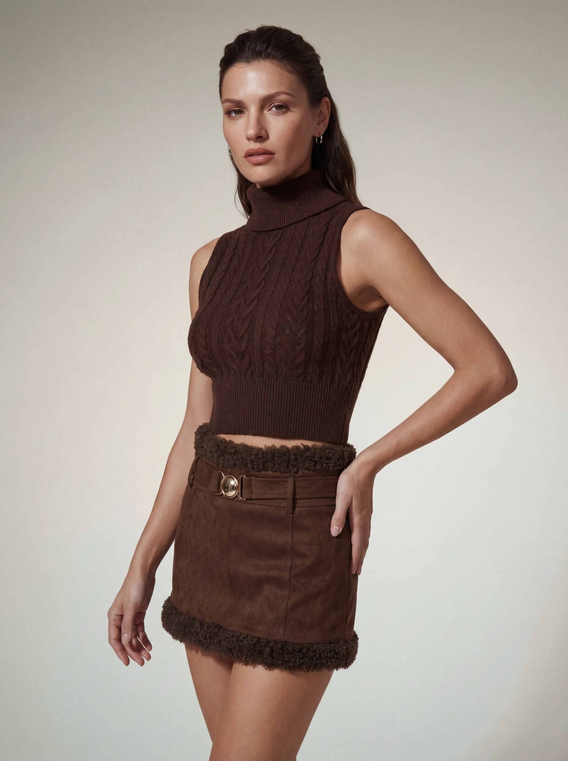 Moryxel Knit Lace Up Skirt Set